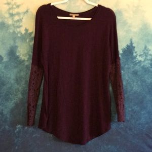 LAST DAY Bordeaux Lace Sleeve Top